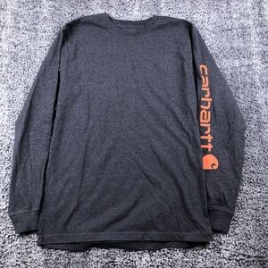 Carhartt Shirt Mens Small Gray Long Sleeve Logo Graphic Workwear Tee Loose Fit